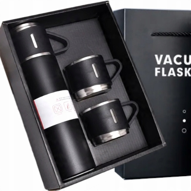 PROFESJONALNY TERMOS PRÓŻNIOWY Z KUBKIEM 3 kubki ORYGINALNY PREZENT 500ml