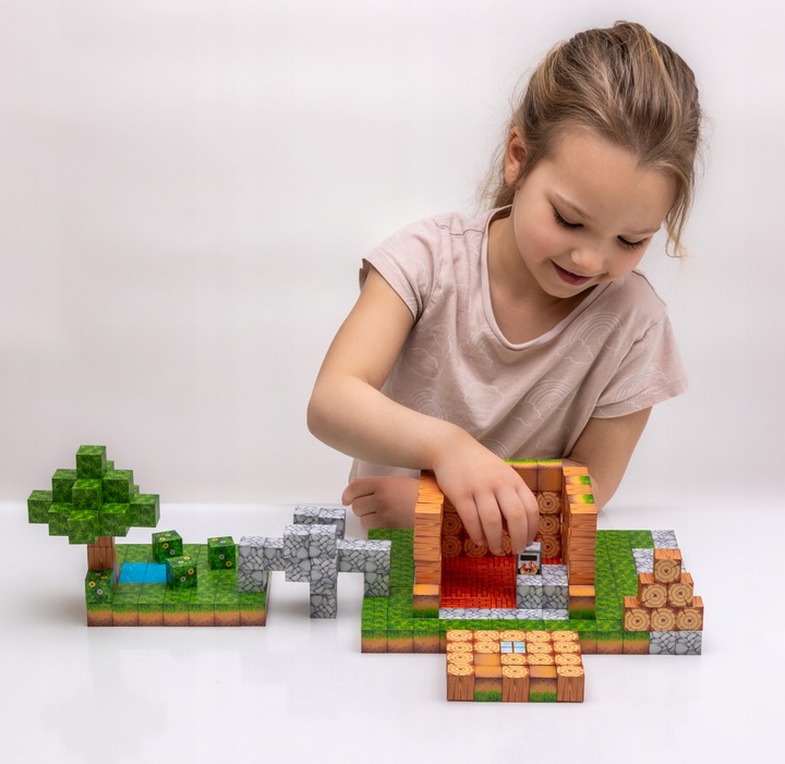 Magnetyczne klocki kostki budowlane modułowe konstrukcyjne 3d 312 elementów