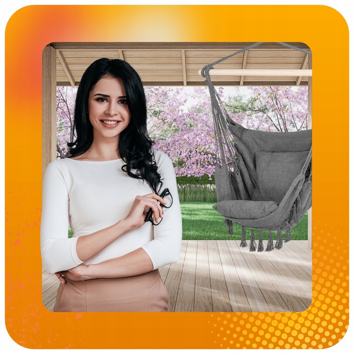 Fotel Brazylijski + Mocowanie Sufitowe Hamak Huśtawka Wiszący Ogrodowa 120k