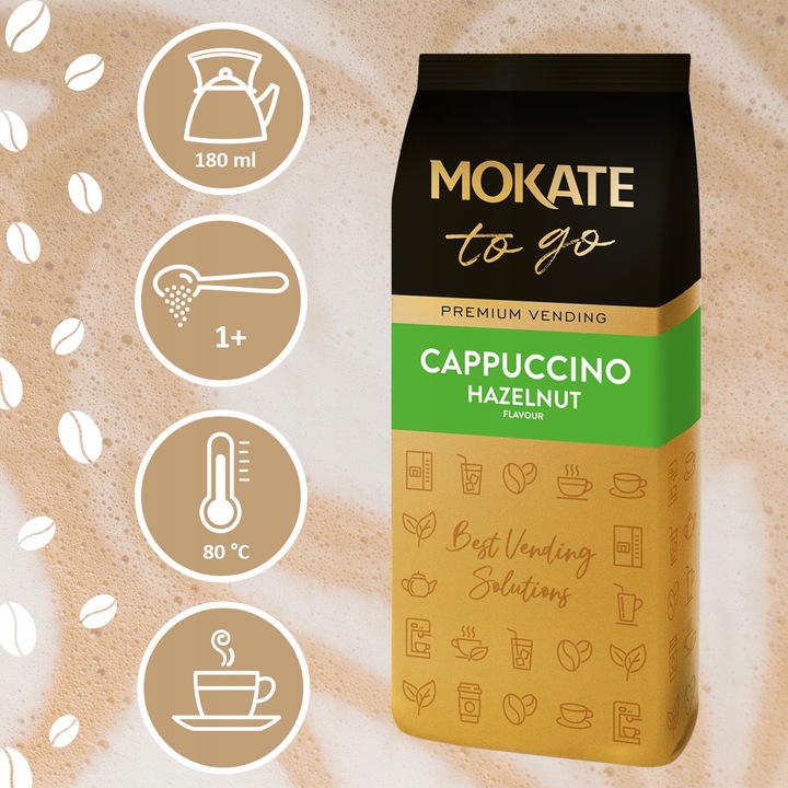 Kawa Cappuccino Instant Vending Orzech Laskowy Duże Opakowanie 1KG MOKATE