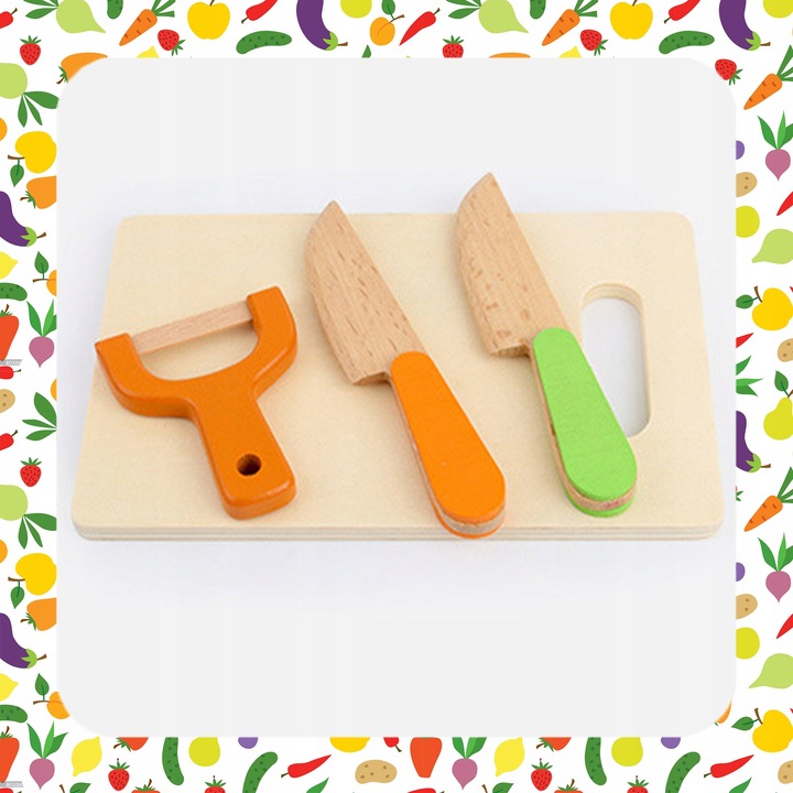 ZESTAW XXL DREWNIANE WARZYWA OWOCE DO KROJENIA NA MAGNES PREZENT DLA DZIECI