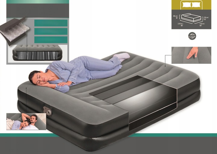 Dmuchany Dwuosobowy Łóżko do Spania z Pompką automatyczną Bestway 203x152cm