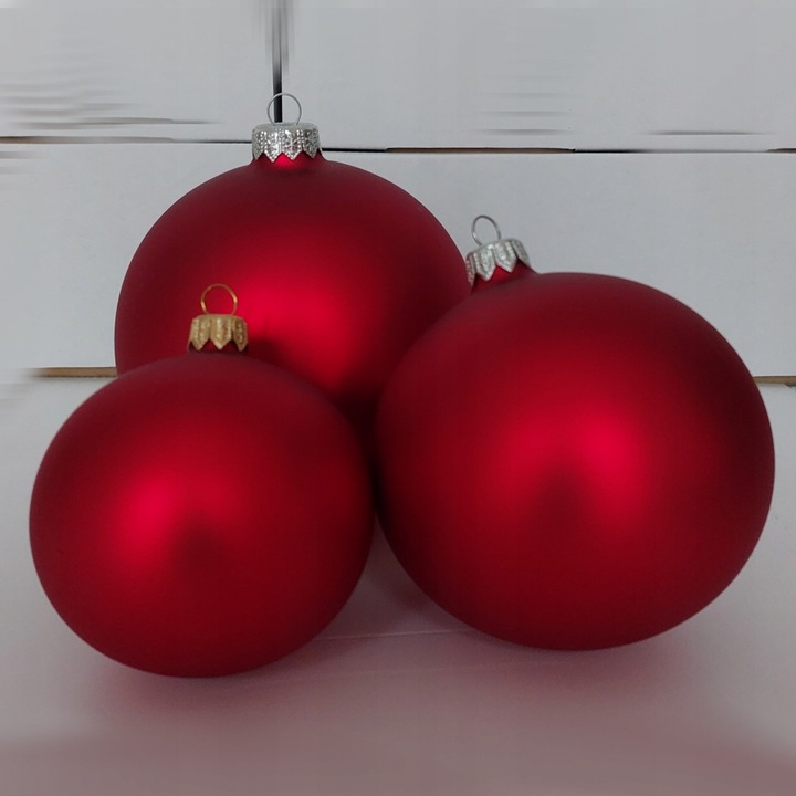 Bombki Choinkowe Czerwone Szklane CZERWONY MAT 10 cm ciemna czerwień 6 szt.