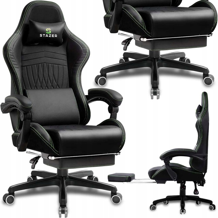 FOTEL KUBEŁKOWY OBROTOWY GAMINGOWY KRZESŁO GRACZA ERGONOMICZNY Z PODNÓŻKIEM