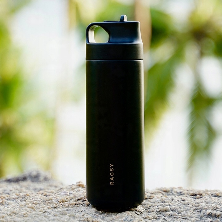 Kubek Termiczny ze słomką i ustnikiem ADV 500 ml BPA FREE - Black / Czarny