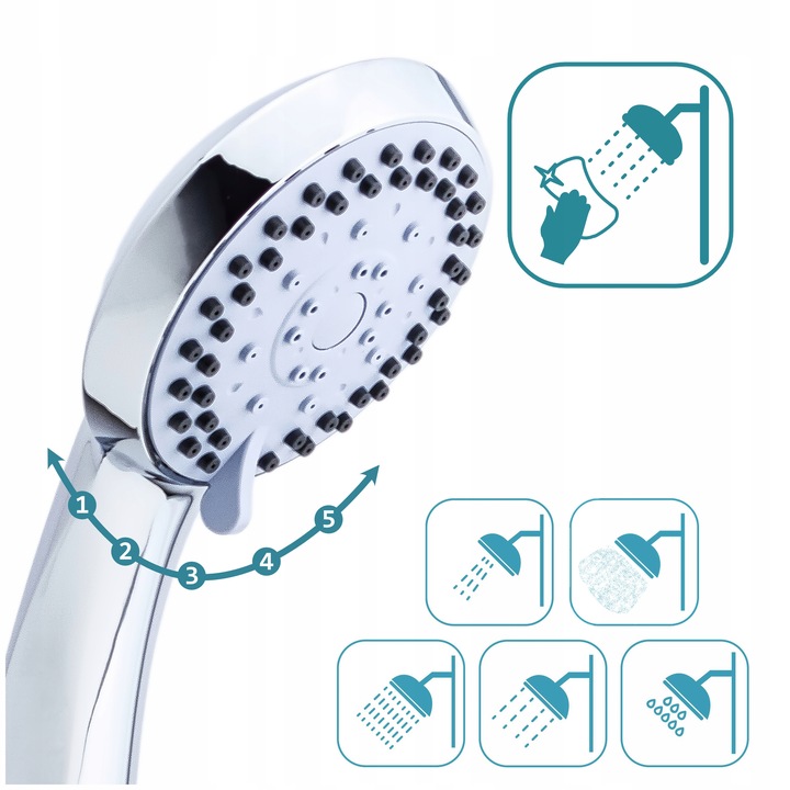 Słuchawka 5 funkcji do wanny prysznica delikatna SOTBE TVA LARK-SOHE-2