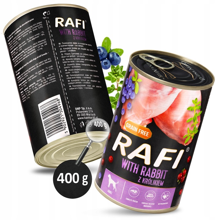 MOKRA KARMA DOLINA NOTECI RAFI ADULT BEZ ZBÓŻ PUSZKA MIX SMAKÓW 24 x 400G