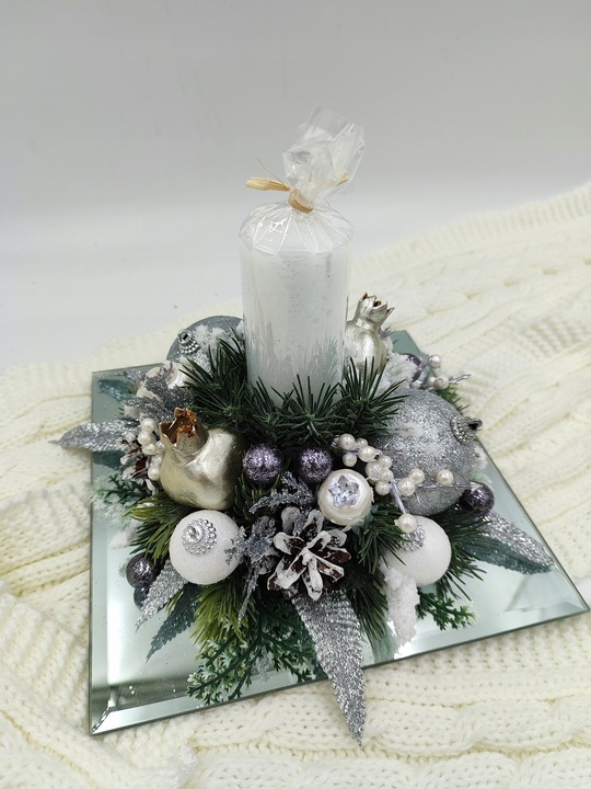 stroik Boże Narodzenie kompozycja ze świecą dekoracja