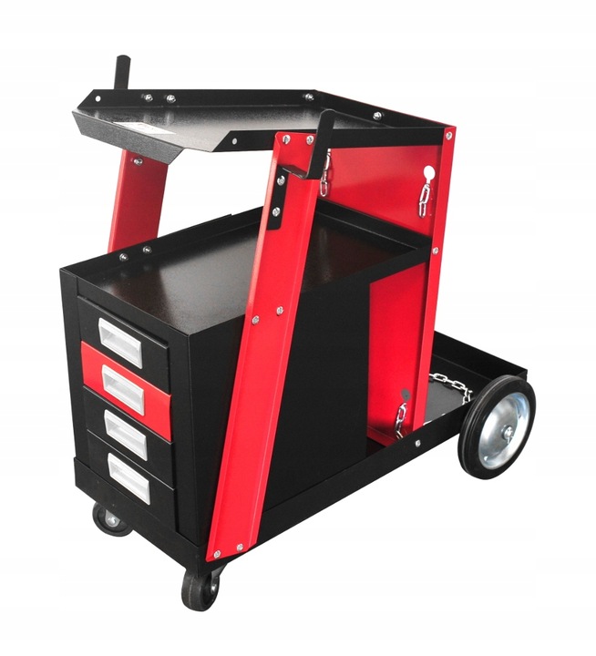 WÓZEK SPAWALNICZY Z SZUFLADAMI DO SPAWARKI MIGOMATU Z PÓŁKĄ NA BUTLĘ