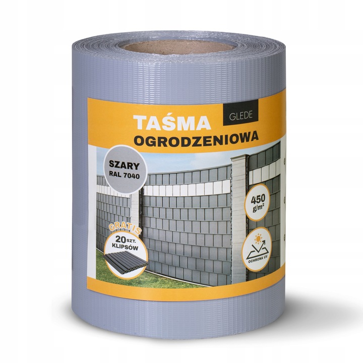 TAŚMA OGRODZENIOWA OSŁONA NA OGRODZENIE PŁOT PANELOWE SZARA UV 19 x 35m