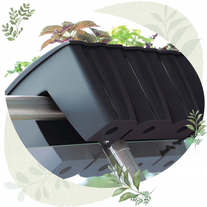 3x Skrzynka na balustradę DCRO600, Doniczka balkonowa +keramzyt 5l Antracyt