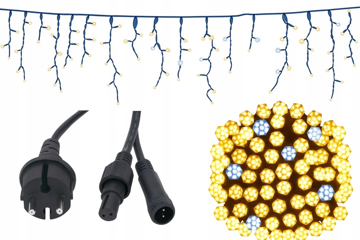 Kurtyna Świetlna LED 120 Sople Białe Ciepłe Flash Zewnętrzna IP44 8,7 m