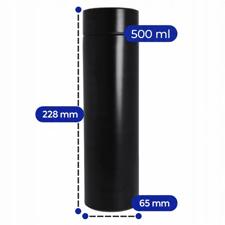 Kubek Termiczny Termos LED 500ml Duży | Butelka Na Kawę Herbatę Wyświetlacz