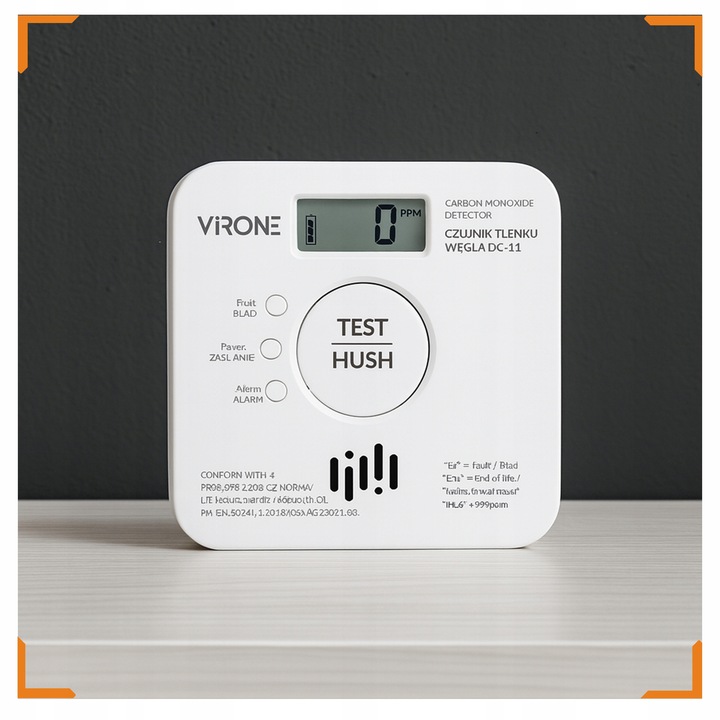 Czujnik Czadu Tlenku Węgla na Baterie Bezprzewodowy Uniwersalny Detektor