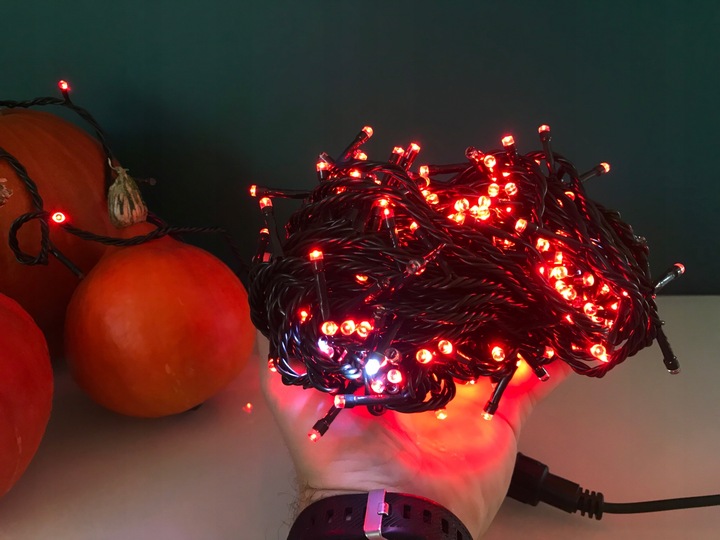 Lampki Świąteczne LED 1000 Czerwone Flash 72m IP44 Wodoodporne Zewnętrzne