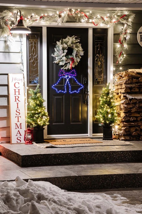 Lampki LED Czerwone Niebieskie Zewnętrzne Świąteczne Dzwonki Choinkowe IP44