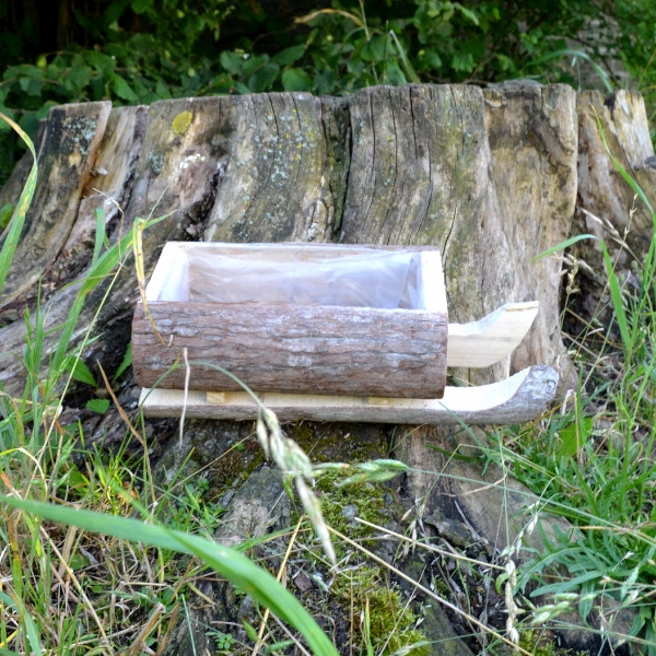 Doniczka donica sanki drewniane kory sanie duże