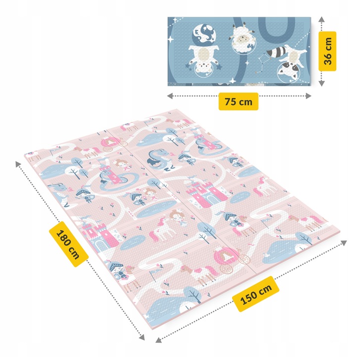 MATA EDUKACYJNA DLA NIEMOWLĄT PIANKOWA DWUSTRONNA DLA DZIECI XPE 180x150cm
