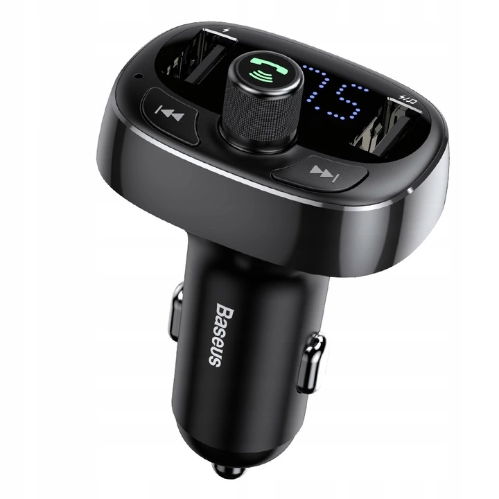 BASEUS TRANSMITER FM BLUETOOTH ŁADOWARKA SAMOCHODOWA MP3 2x USB SD/ TF 3.4A