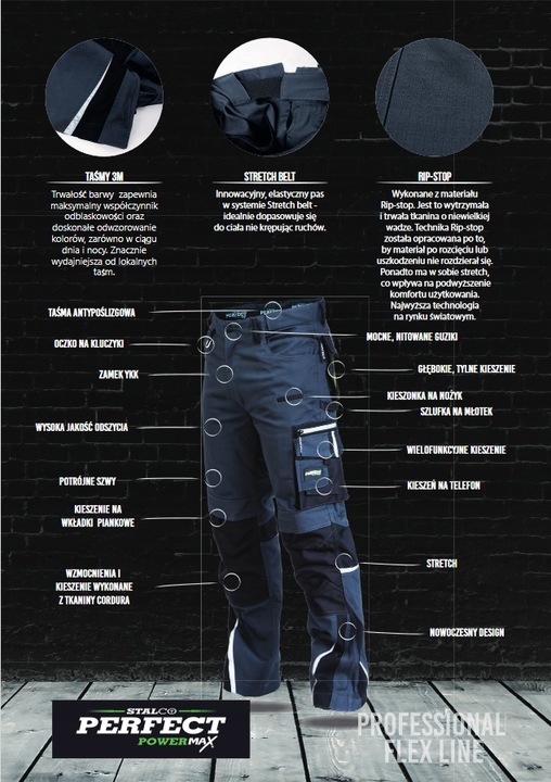 Spodnie robocze PROFESSIONAL FLEX LINE r. L