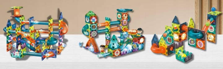 Klocki MAGNETYCZNE DUŻE 202EL Świecące TOR KULKOWY Kulodrom Magnetic Blocks