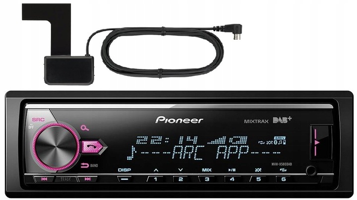Pioneer MVH-X580DAB Radio samochodowe Bluetooth VarioColor MP3 + antena DAB
