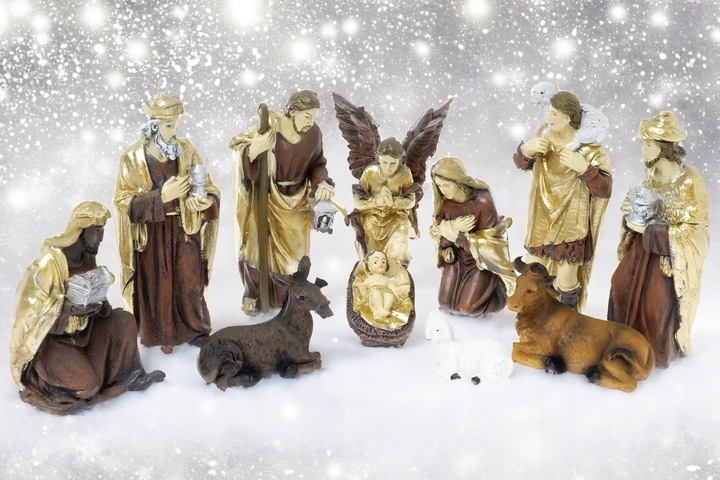 Elegancki Zestaw Figur do Szopki Bożonarodzeniowej Idealny Prezent 11el.10c