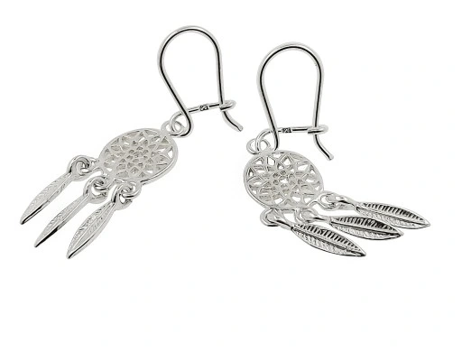 KOLCZYKI SREBRNE 925 WISZĄCE ŚLICZNE MODNE ŁAPACZE SNÓW + ETUI SREBRO 925