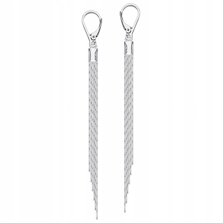 Srebrne 925 długie kolczyki 9 cm z łańcuszków cardano Pudełko ozdobne