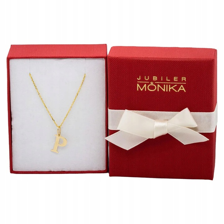 Złota zawieszka literka O pr.585 z łańcuszkiem