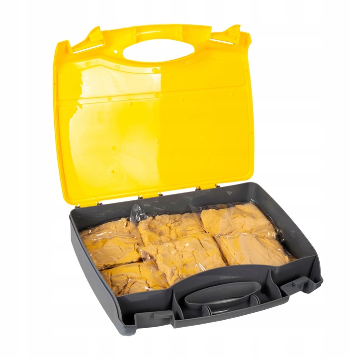 PIASEK KINETYCZNY W WALIZCE DLA DZIECI POJAZDY BUDOWLANE ŻURAW FOREMKI