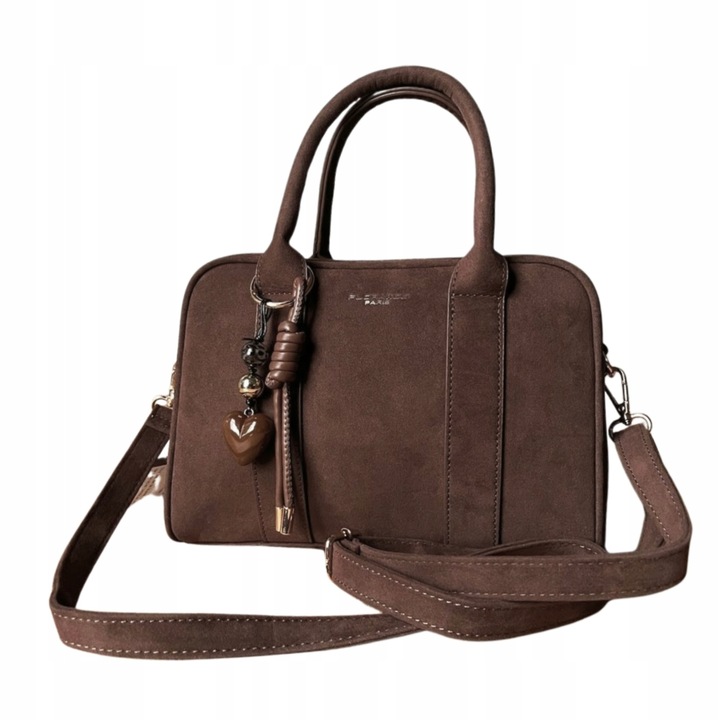 Flora&Co czekoladowa torebka zamszowa listonoszka eco skóra zamsz brąz