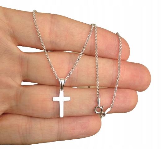 Łańcuszek srebrny 925 Krzyżyk Komplet Srebrny (na PREZENT / Komunia)