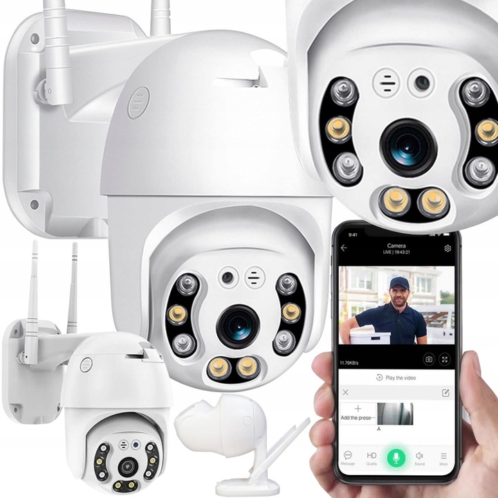 KAMERA ZEWNETRZNA WIFI OBROTOWA IP FULL HD 360 MONITORING ZOOM 4x DETEKCJA