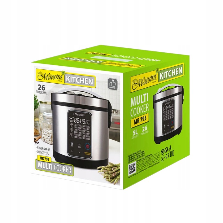 MULTICOOKER PAROWAR SZYBKOWAR ELEKTRYCZNY GARNEK 26 PROGRAMÓW 5L 700W TIMER
