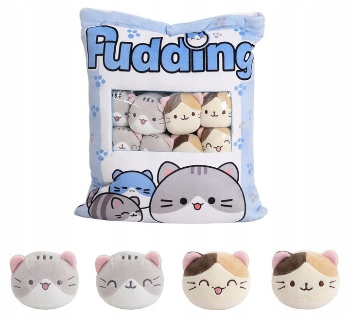 PODUSZKA PUDDING Z MASKOTKAMI DO RZUCANIA DUŻA XXL 45 cm kot przytualnka