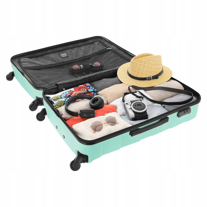 Duża WALIZKA Podróżna BAGAŻ REJESTROWANY twarda POJEMNA TORBA XXL mięta