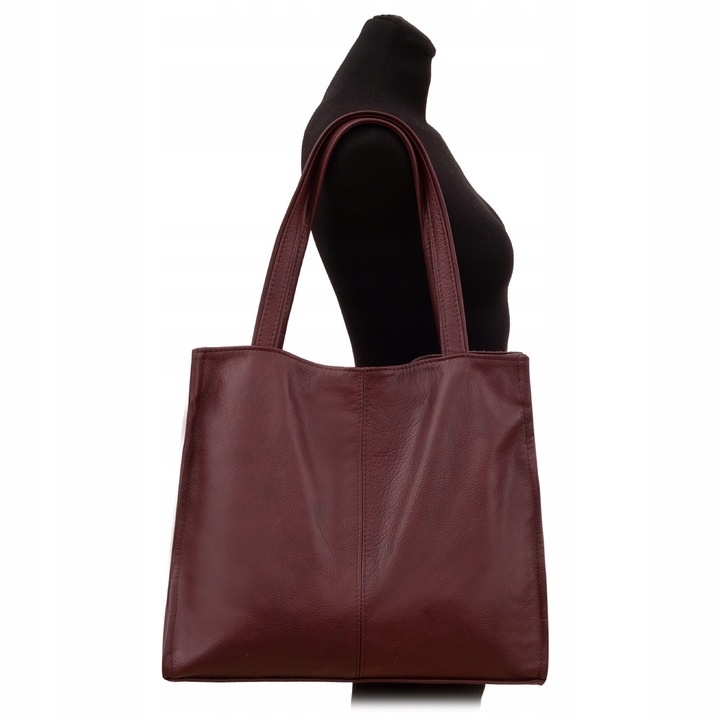 BORDOWA TOREBKA SKÓRA NATURALNA bordo SHOPPER MODNA TORBA A4 WOREK