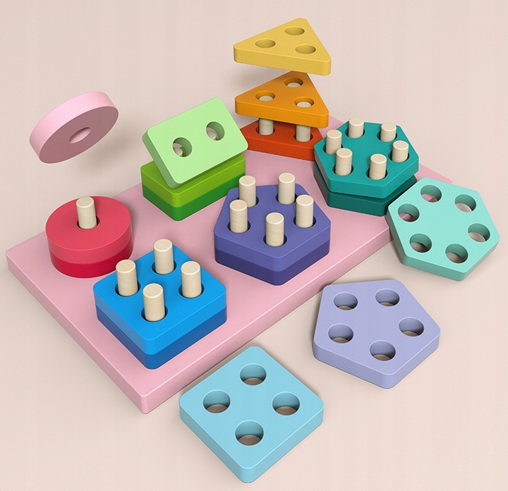 Drewniana kostka EDUKACYJNA SORTER KLOCKI 924