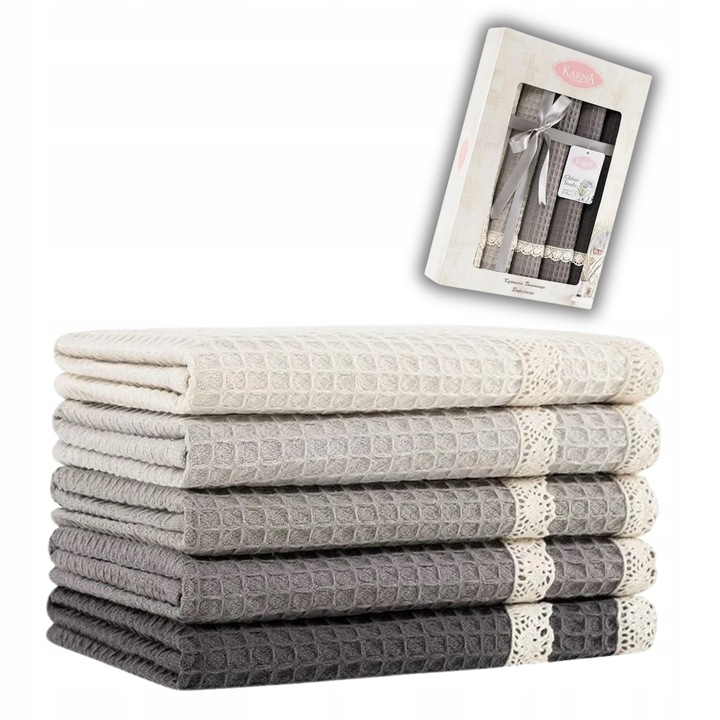 Komplet 5 ściereczki waflowe kuchenne 40x60 zestaw bawełna gipiura V3