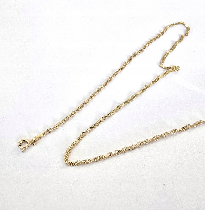 Złoty Singapur Łańcuszek Damski Długość 45cm Mocny ze Srebra 925 1,8mm