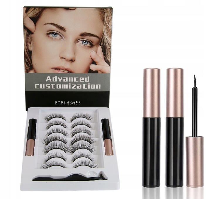 RZĘSY MAGNETYCZNE 7x DŁUGIE 2x EYELINER NATURALNE