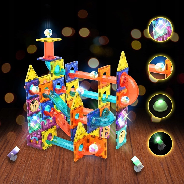 KLOCKI MAGNETYCZNE KULODROM ŚWIECĄCE 202EL. KLOCKI ZESTAW XXL