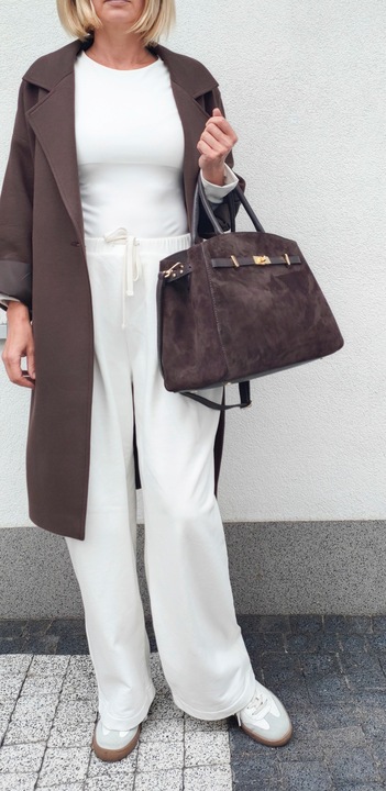 Torebka skóra zamszowa czekoladowa VeraPelle