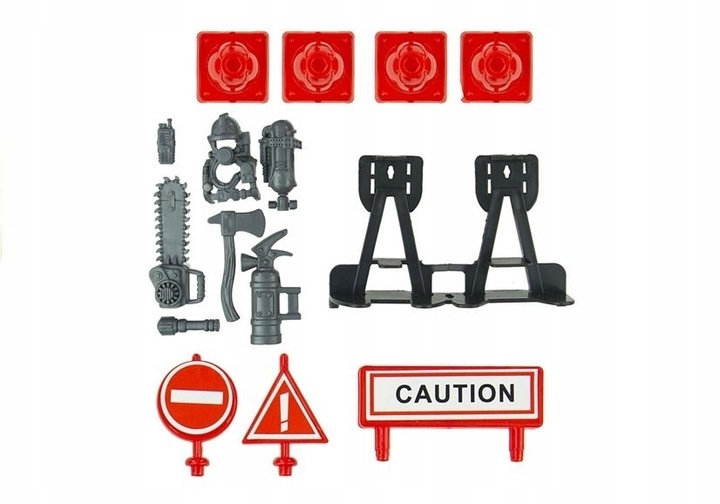 DUŻY Zestaw STRAŻ POŻARNA WÓZ STRAŻACKI STRAŻACY KASK QUAD AKCESORIA BOX