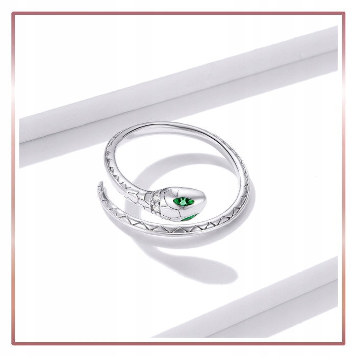 Srebrny Pierścionek Otwarty LŚNIĄCY WĄŻ S925