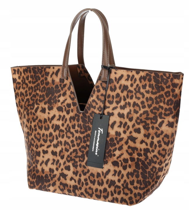 Torebka Damska Panterka Kuferek Shopper Tommasini Modna Duża 3658 Brązowa