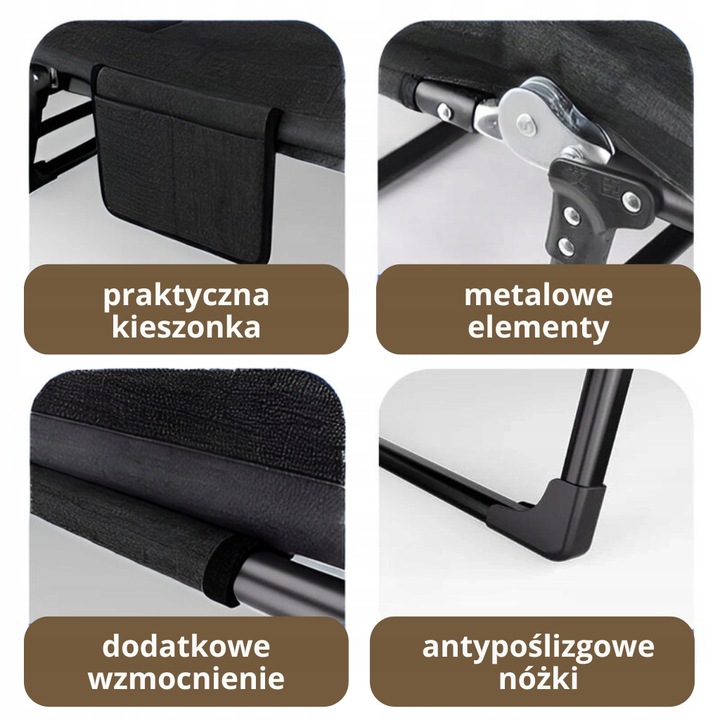 Łóżko Turystyczne Składane Polowe Leżak Kanadyjka Leżanka Stabilne Materac