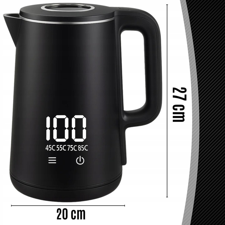 CZAJNIK ELEKTRYCZNY BEZPRZEWODOWY 1,7L 1500W CZARNY REGULACJA TEMPERATURY