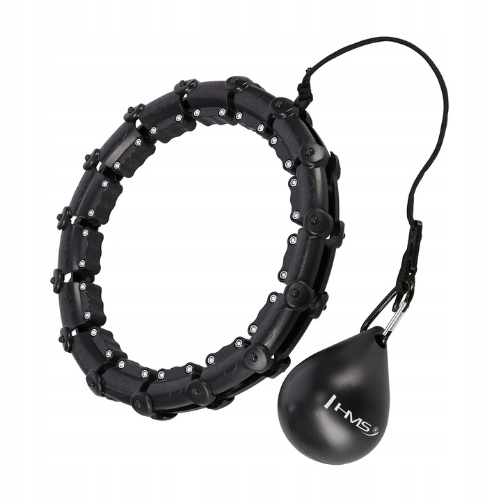HULA HOP PLUS SIZE BLACK Z WYPUSTKAMI I OBCIĄŻNIKIEM HMS HHW11 DUŻE KOŁO